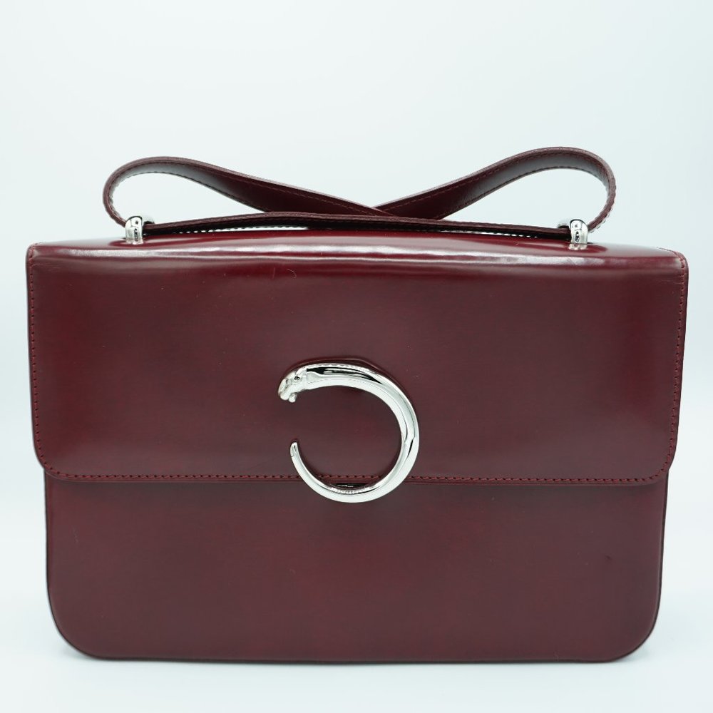 CARTIER Vintage Panthere Patent Shoulder Bag -AUTHENTIC RARE-